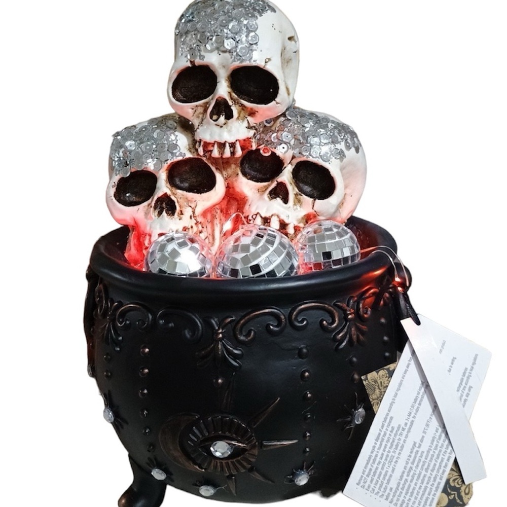 LED Light up Disco Ball Skull Halloween Cauldron by Christian Siriano